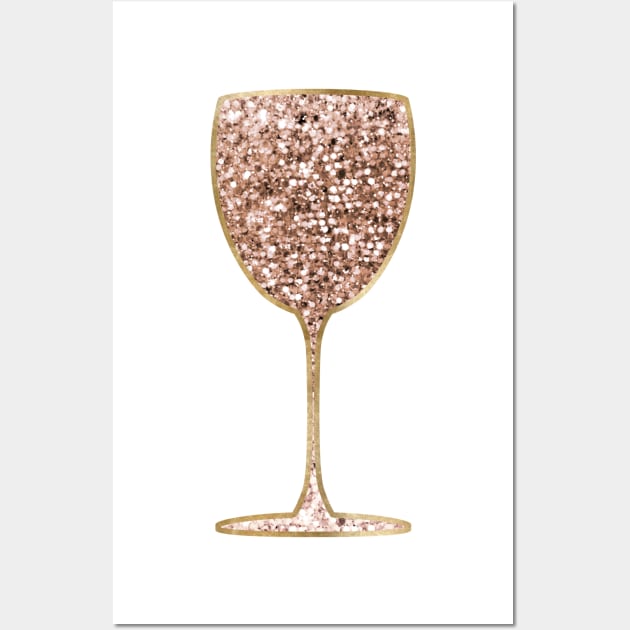 Wine - rose gold glitter Wall Art by RoseAesthetic